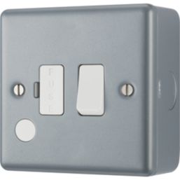 British General  13A Switched Metal Clad Fused Spur & Flex Outlet   with White Inserts