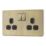 LAP  13A 2-Gang DP Switched Socket Antique Brass  with Black Inserts