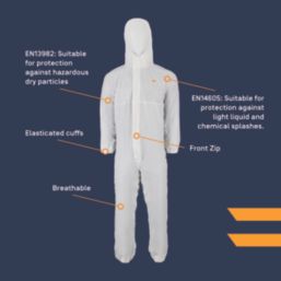 Site Caudrey Coverall White Medium 48" Chest 32.1" L