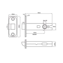 Smith & Locke Brushed Brass Heavy Duty Tubular Mortice Latch 76mm Case - 57mm Backset