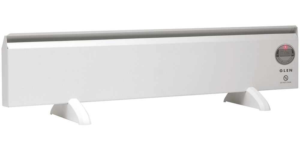 Glen 2150Tie7 Freestanding or Wall-Mounted Convector Heater White 500W  815mm x 211mm - Screwfix