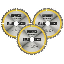DEWALT  Wood/Plastic Circular Saw Blades 216mm x 30mm 24/40T 3 Pieces