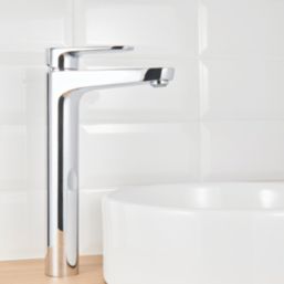 Swirl Caldew Silver 301mm Tall Round Head Mono Basin Mixer Tap  With Clicker Waste