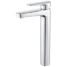 Swirl Caldew Silver 301mm Tall Round Head Mono Basin Mixer Tap  With Clicker Waste