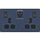 British General Evolve 13A 2-Gang SP Switched Socket + 3A 30W 2-Outlet Type A & C USB Charger Blue with Black Inserts
