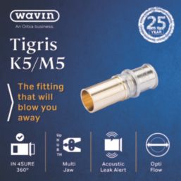 Wavin Tigris  Multi-Layer Composite Press-Fit Adapting Coupler to Copper 20mm x 22mm 5 Pack