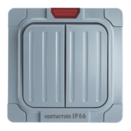 Contactum  IP66 20A 2-Gang 1-Way Weatherproof Outdoor Switch with Neon