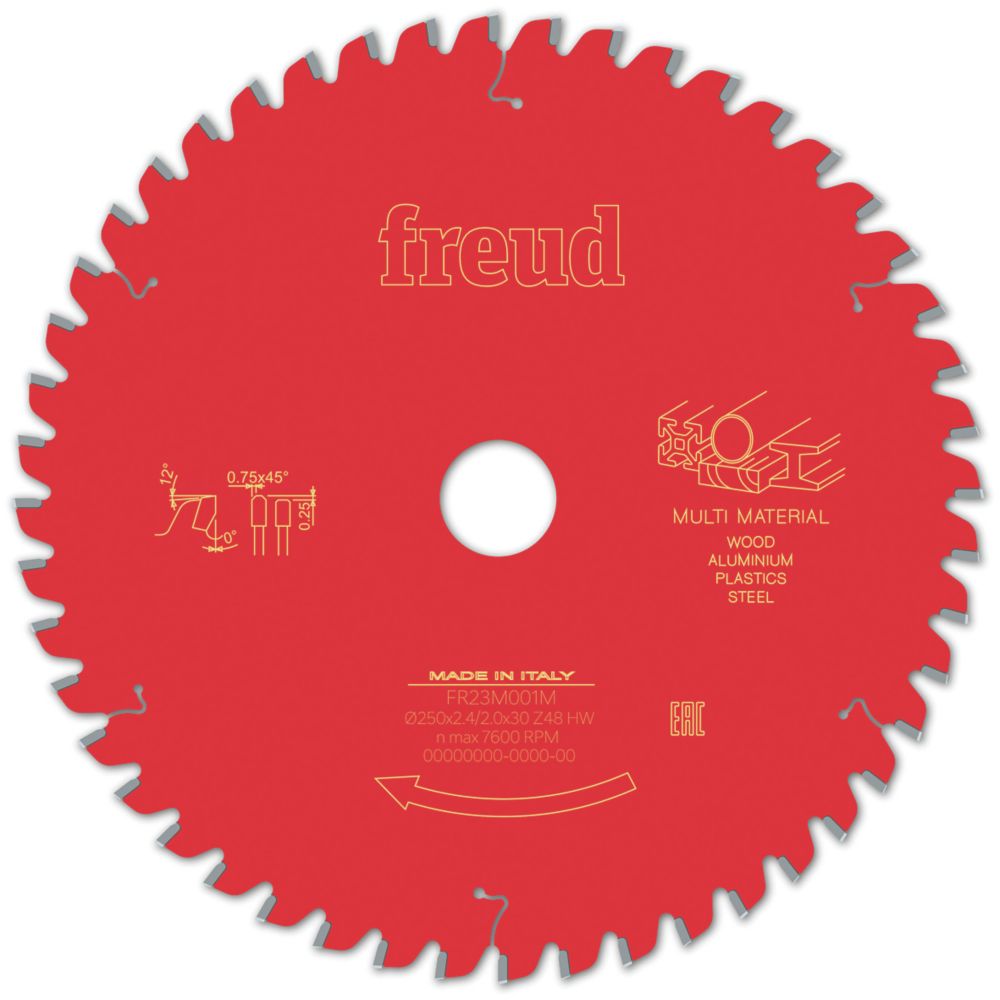 Freud F03FS09888 MultiMaterial Circular Saw Blade 250mm x 30mm 48T