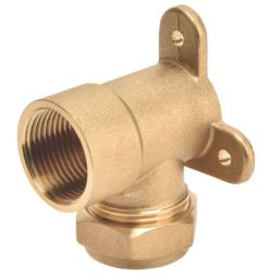 Flomasta  Brass Compression Adapting 90° Wall Plate Elbow 22mm x 3/4"