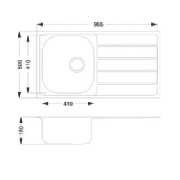 Carysil KD100L / HS605 1 Bowl Stainless Steel Inset Kitchen Sink & Tap Pack 965mm x 500mm