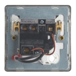 Contactum Lyric 13A Switched Fused Spur & Flex Outlet with Neon Brushed Steel with White Inserts