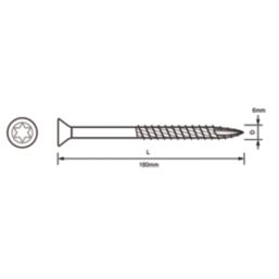 Turbo TX  TX Double-Countersunk  Multipurpose Screws 6mm x 180mm 50 Pack
