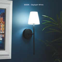 UME  Multi Colour Rechargeable LED Black Wall Lights with Tapered Shade 4.9W 200lm 2 Pack