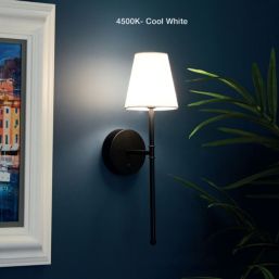 UME  Multi Colour Rechargeable LED Black Wall Lights with Tapered Shade 4.9W 200lm 2 Pack