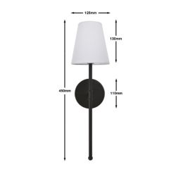 UME  Multi Colour Rechargeable LED Black Wall Lights with Tapered Shade 4.9W 200lm 2 Pack