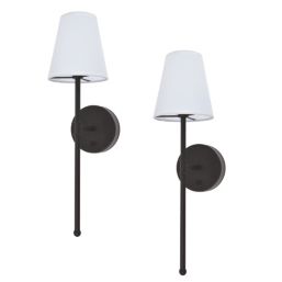 UME  Multi Colour Rechargeable LED Black Wall Lights with Tapered Shade 4.9W 200lm 2 Pack