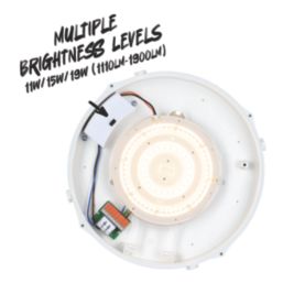 TCP  Indoor & Outdoor Round LED Bulkhead Light White 11/15/19W 1900-1995lm