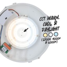 TCP  Indoor & Outdoor Round LED Bulkhead Light White 11/15/19W 1900-1995lm