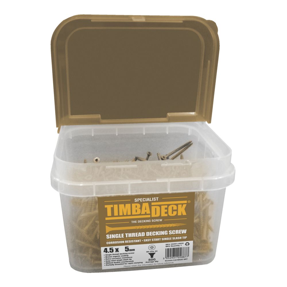 Timbadeck PZ DoubleCountersunk Decking Screws 4.5mm x 75mm 500 Pack