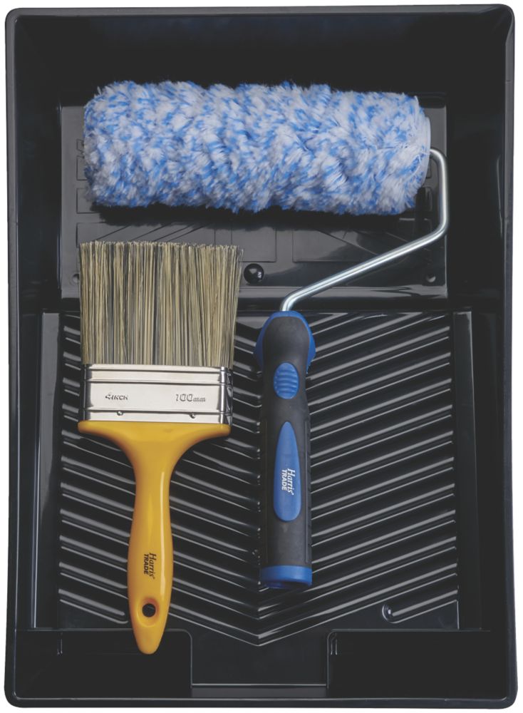 Harris Trade 9" Masonry Roller & Brush Set 4 Pieces Screwfix