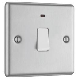 LAP  20A 1-Gang DP Control Switch Brushed Stainless Steel with Neon with White Inserts