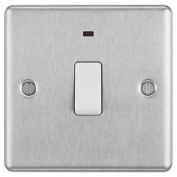LAP  20A 1-Gang DP Control Switch Brushed Stainless Steel with Neon with White Inserts