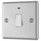 LAP  20A 1-Gang DP Control Switch Brushed Stainless Steel with Neon with White Inserts