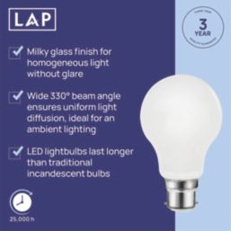 LAP  B22 A60 LED Light Bulb Milky 806lm 4.9W 4 Pack