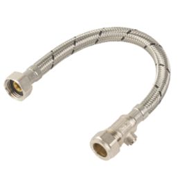 Midbrass Flexible Hoses with Isolation Valve 1/2" x 1/2" x 300mm 2 Pack