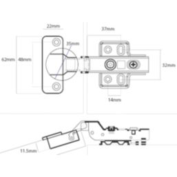 Eclipse 99014 Steel 105° Soft-Closing Hinges 64mm 2 Pack