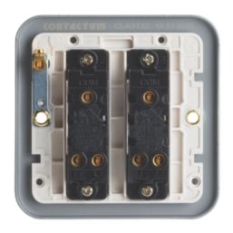 Contactum  10AX 2-Gang 2-Way Metal Clad Light Switch with White Inserts