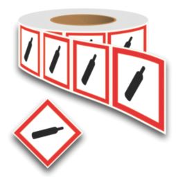 Essentials  Compressed Gas GHS Labels (Roll) 100mm x 100mm