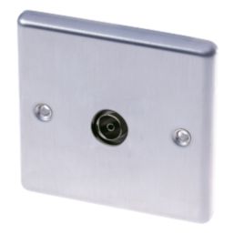 LAP  1-Gang Female Coaxial TV Socket Brushed Stainless Steel
