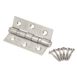 Smith & Locke  Satin Stainless Steel Grade 7 Fire Rated Ball Bearing Hinges 76mm x 51mm 2 Pack