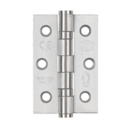 Smith & Locke  Satin Stainless Steel Grade 7 Fire Rated Ball Bearing Hinges 76mm x 51mm 2 Pack