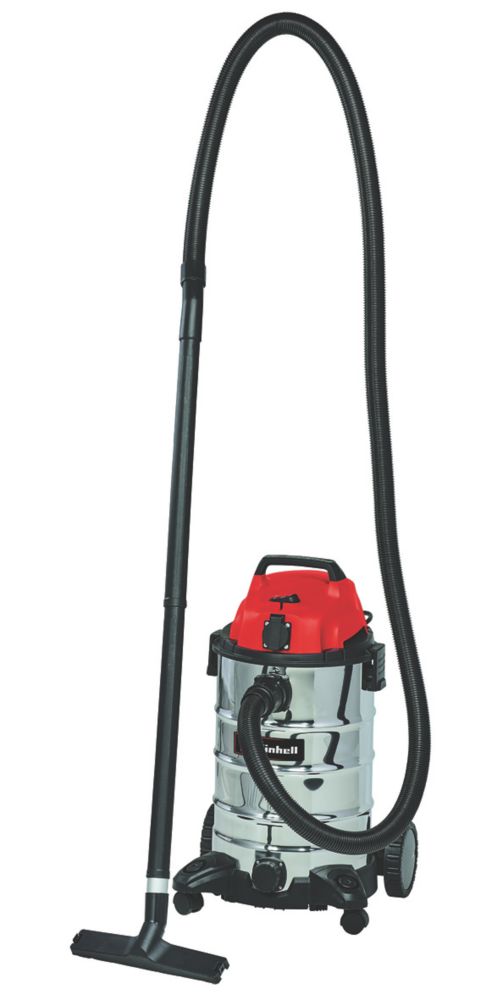 Einhell Wet/Dry Vacuum Cleaner TC-VC 1930 SA (1500 W, 30 L, Fan Connection, Cable Holder, Includes Combination Brush for Carpets/Smooth Floors, Crevice Nozzle, Plastic Hose, 2-Piece Plastic Tube), Red