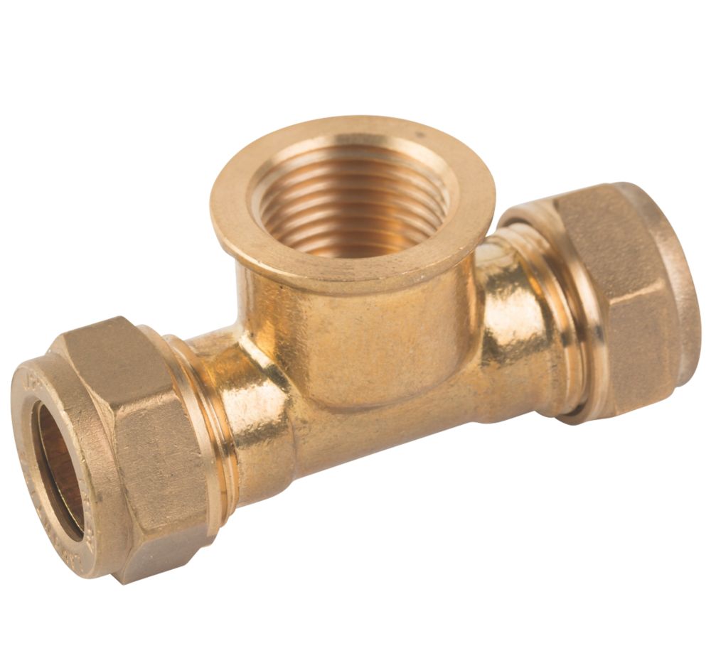 Midbrass Brass Compression Adapting Tee 1/2" x 1/2" x 1/2" Screwfix