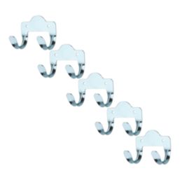 Essentials Double Hooks Silver 64mm 5 Pack