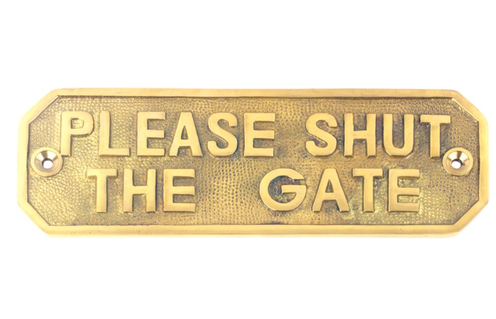 GateMate 'Please Shut the Gate' Sign 55mm x 160mm - Screwfix