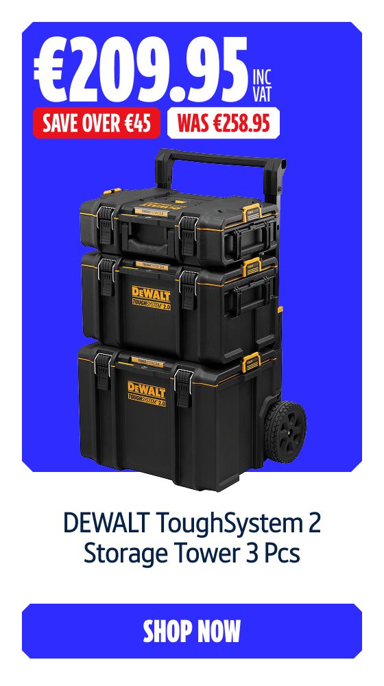 Save Over €45 Inc VAT on this DEWALT ToughSystem 2 Storage Tower 3 Pcs. Shop Now