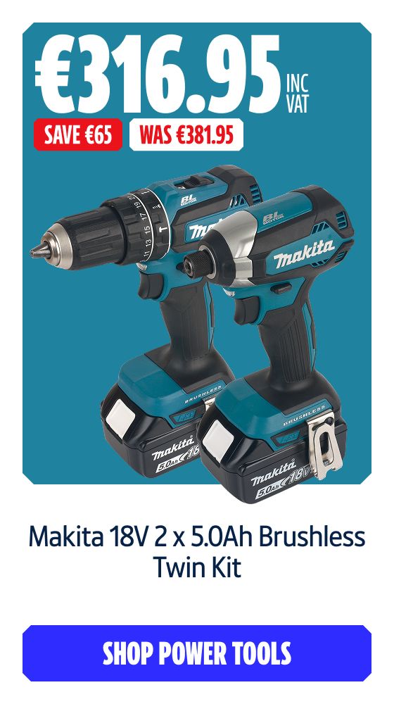 Save €65 Inc VAT on this Makita 18V 2 x 5.0Ah Brushless Twin Kit. Shop Power Tools