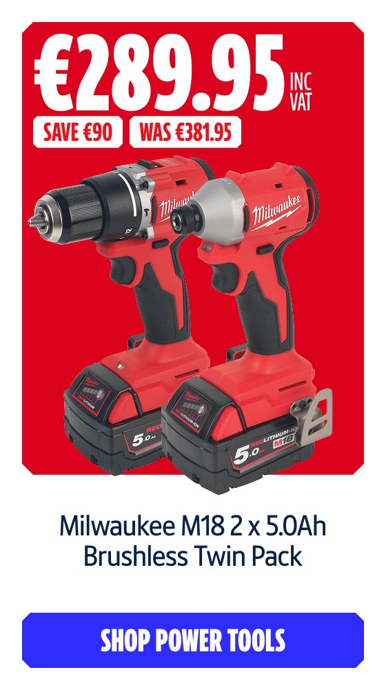 Save €90 Inc VAT on this Milwaukee M18 2 x 5.0Ah Brushless Twin Pack. Shop Power Tools