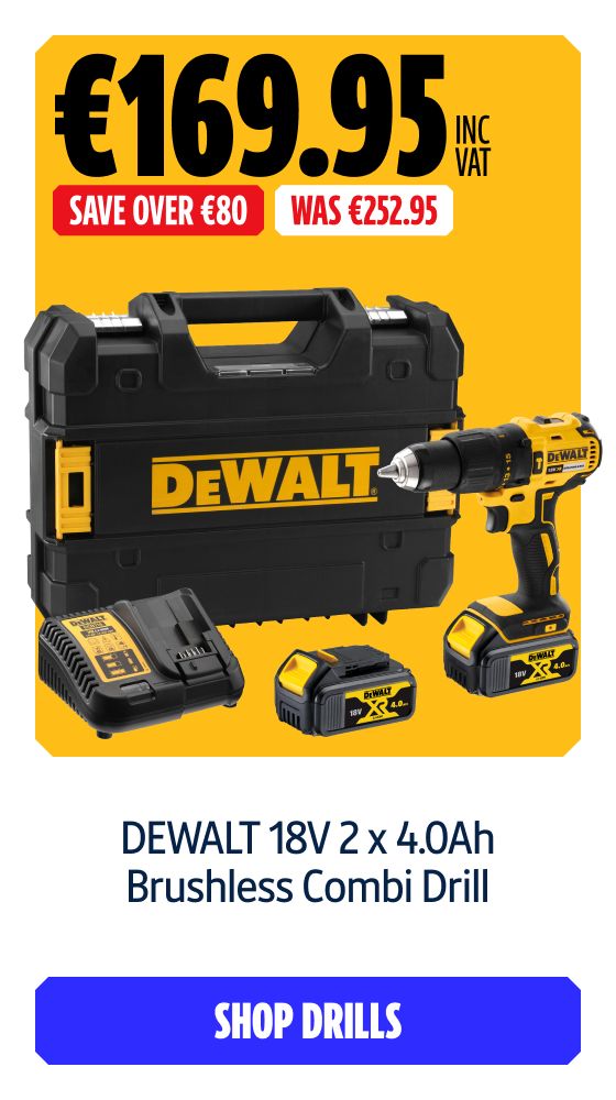 Save Over €80 Inc VAT on this DEWALT 18V 2 x 4.0Ah Brushless Combi Drill. Shop Drills
