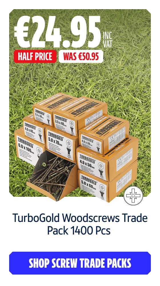 Half Price on this TurboGold Woodscrews Trade Pack 1400 Pcs. Shop Screw Trade Packs