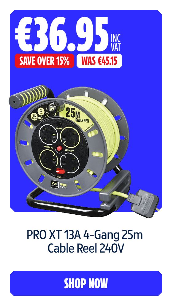Save Over 15% on this Pro XT 13A 4-Gang 25m Cable Reel 240V. Shop Now