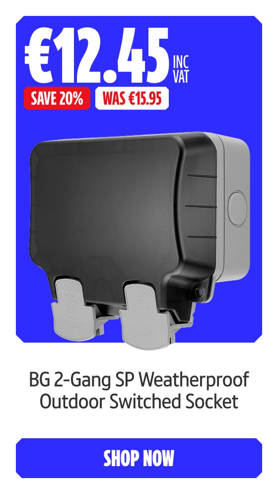 Save 20% on this BG 2-Gang SP Weatherproof Outdoor Switched Socket. Shop Now
