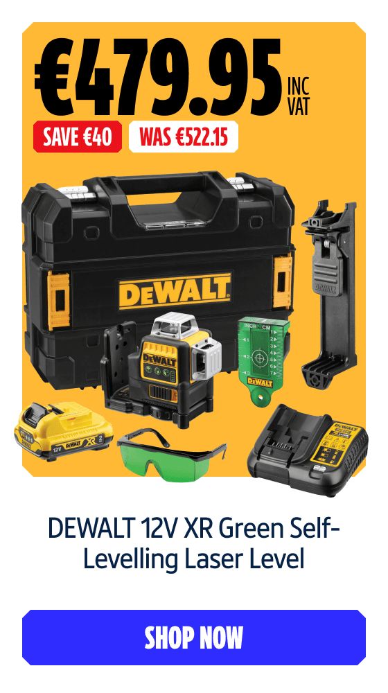 Save €40 Inc VAT on this DEWALT 12V XR Green Self-Levelling Laser Level. Shop Now