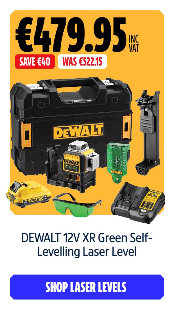 Save €40 Inc VAT on this DEWALT 12V XR Green Self-Levelling Laser Level. Shop Laser Levels