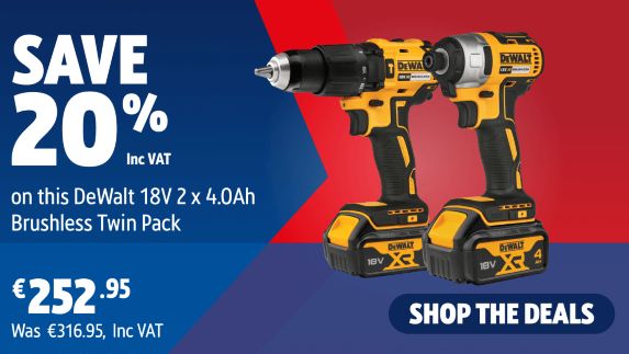 Save 20% on this DeWalt 18V 2 x 4.0Ah Brushless Twin Pack, Shop the Deals