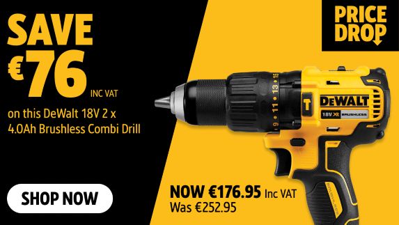 Save €76 Inc VAT on this DeWalt 18V 2 x 4.0Ah Brushless Combi Drill